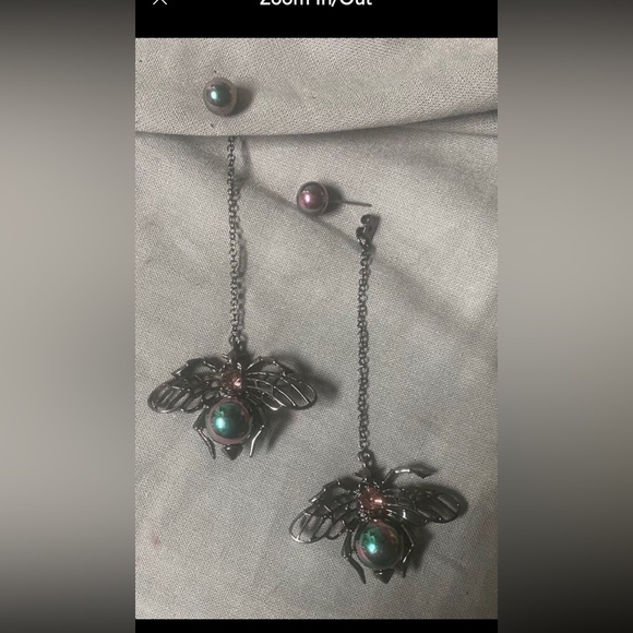 Iridescent Flying Insect Statement Earrings - Picture 6 of 8